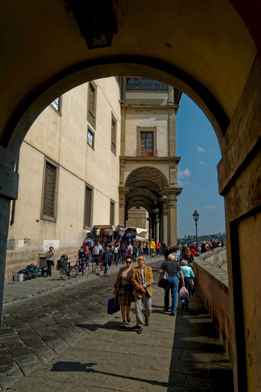 Il passaggio del Corridoio Vasariano tra Ponte Vecchio e gli Uffizi